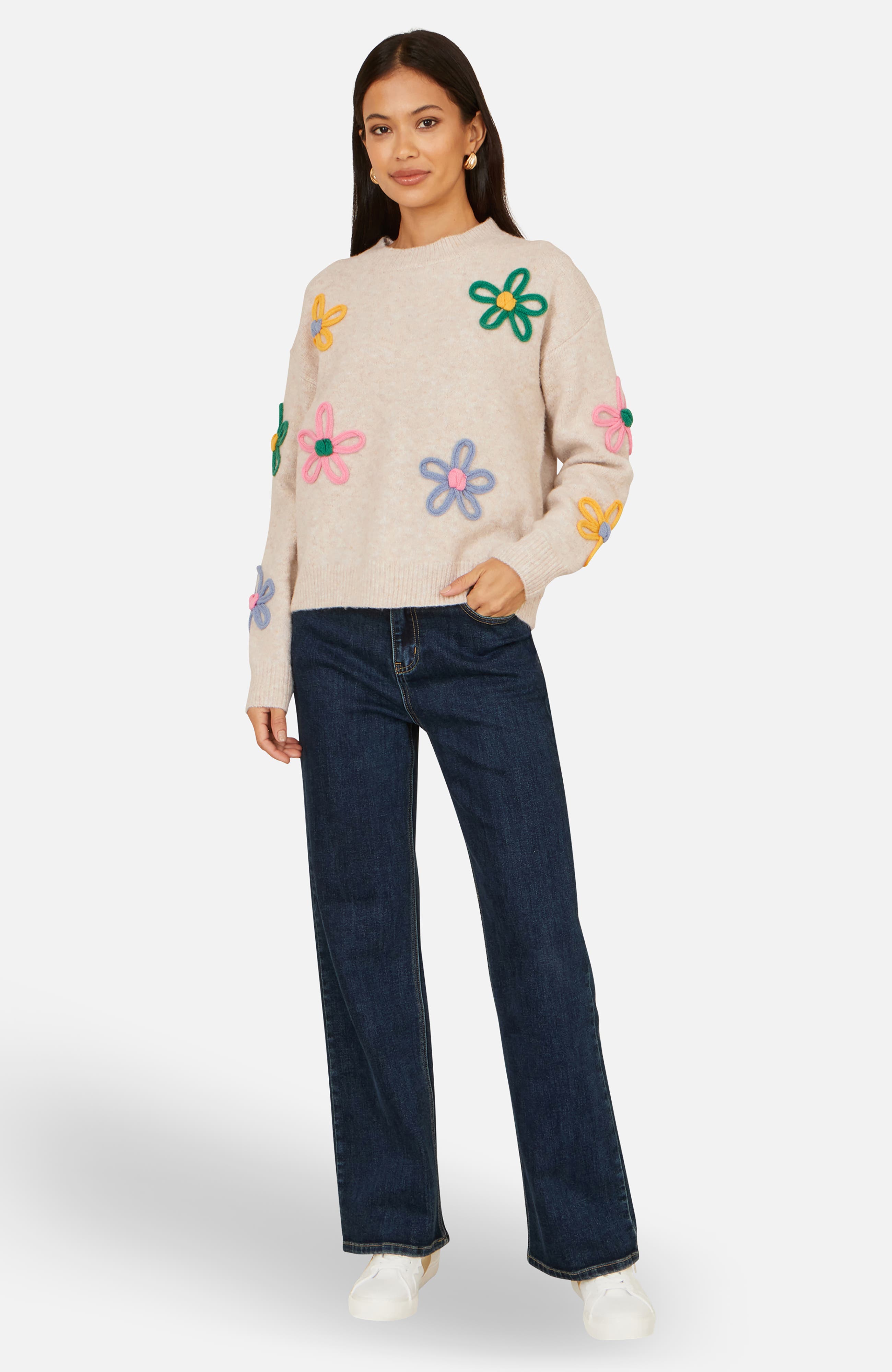 Relaxed Flower Embroidered Jumper - image 2