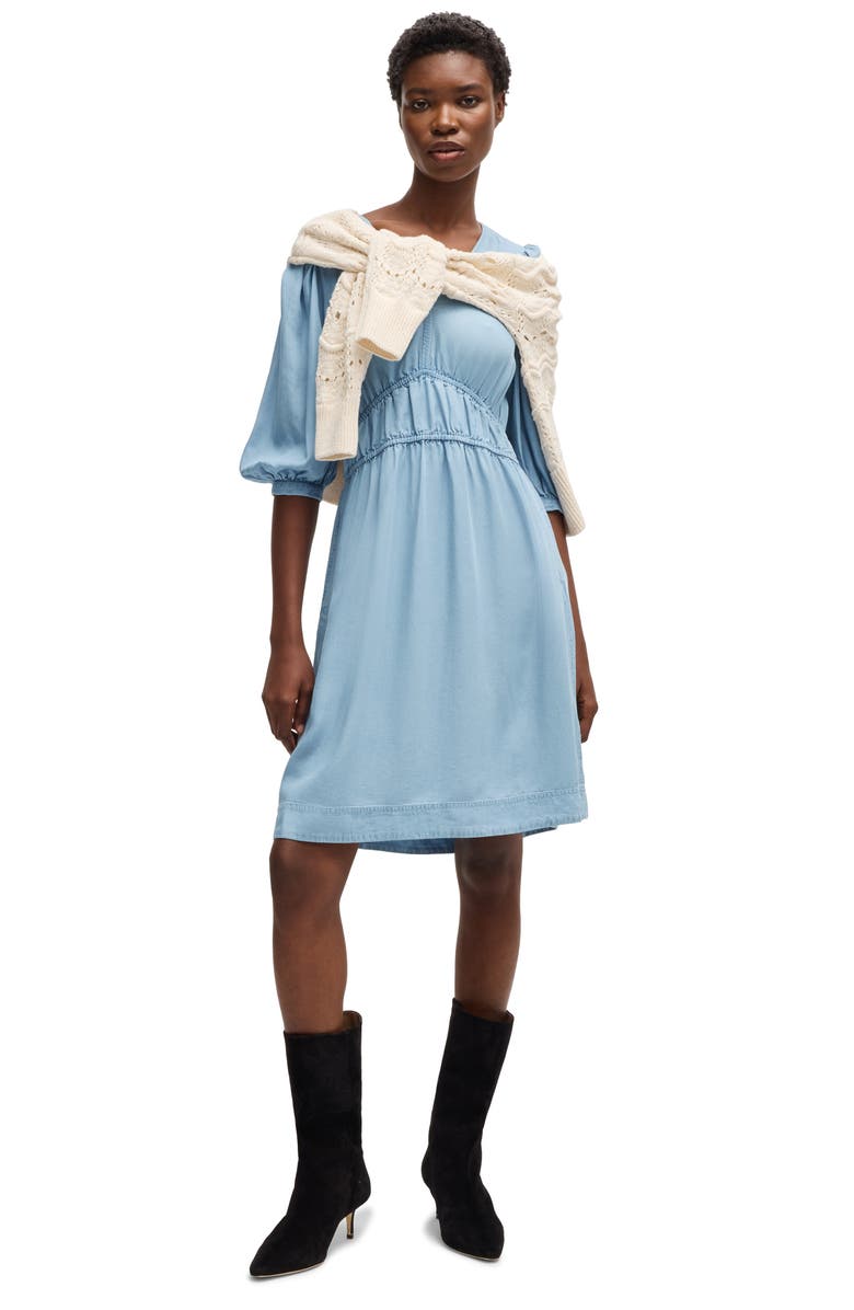 BOSS Orange Dezzan Elbow Length Sleeve Dress, Alternate, color, Light/ Pastel Blue