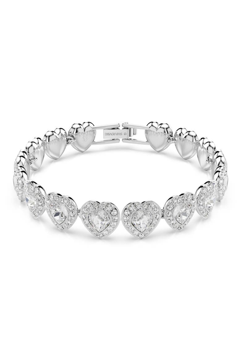 x Ariana Grande Angelic Crystal Heart Line Bracelet, Main, color, WHITE/ SILVER