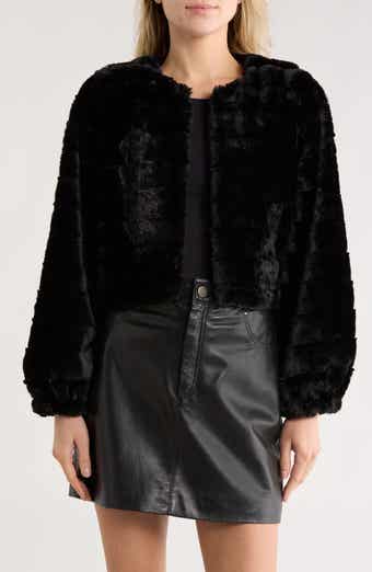 Joseph A Faux Fur Crop Cardigan