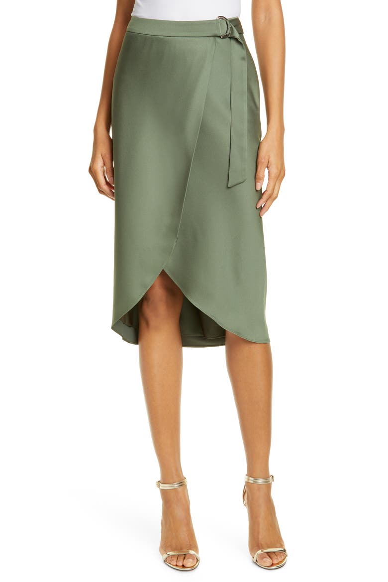 Aleyxa Belted Wrap Skirt, Main, color, KHAKI