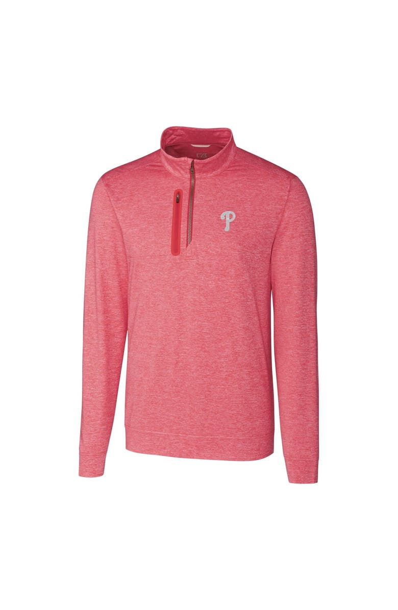 Cutter & Buck Men's Cutter & Buck  Red Philadelphia Phillies Stealth Heathered Quarter-Zip Pullover Top, Alternate, color, 