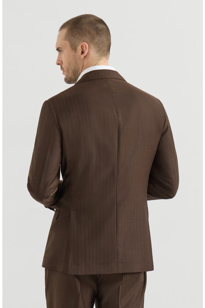 Virgin wool and cashmere one-and-a-half breasted deconstructed blazer, Alternate, color, Brown