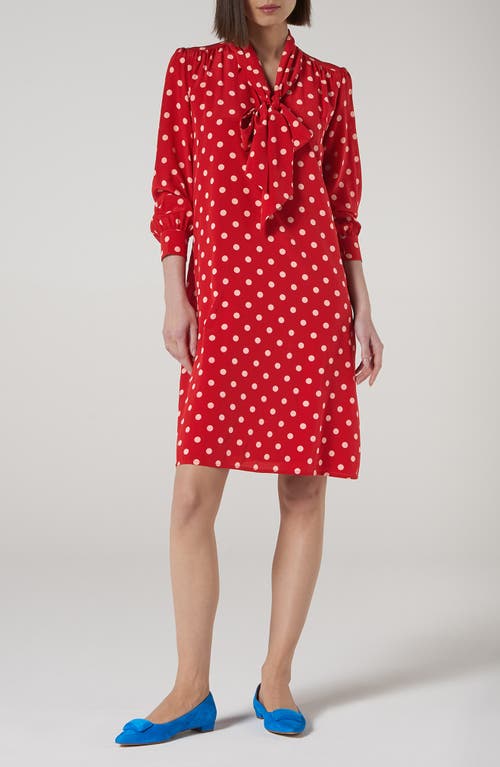 Lk Bennett Evia Long Sleeve Silk Dress In Red