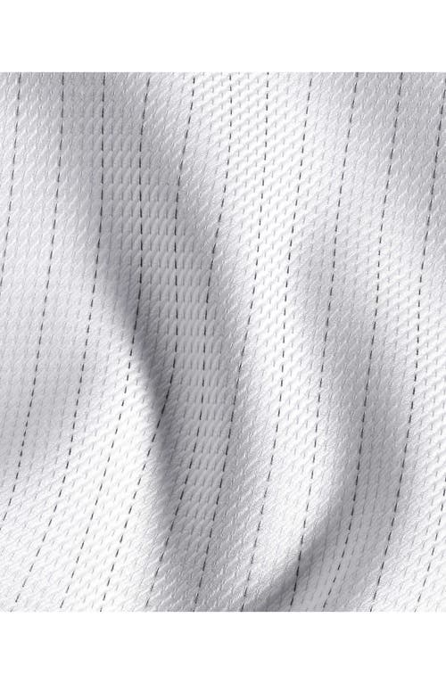 David Donahue Trim Fit Dobby Stripe Cotton Dress Shirt In White