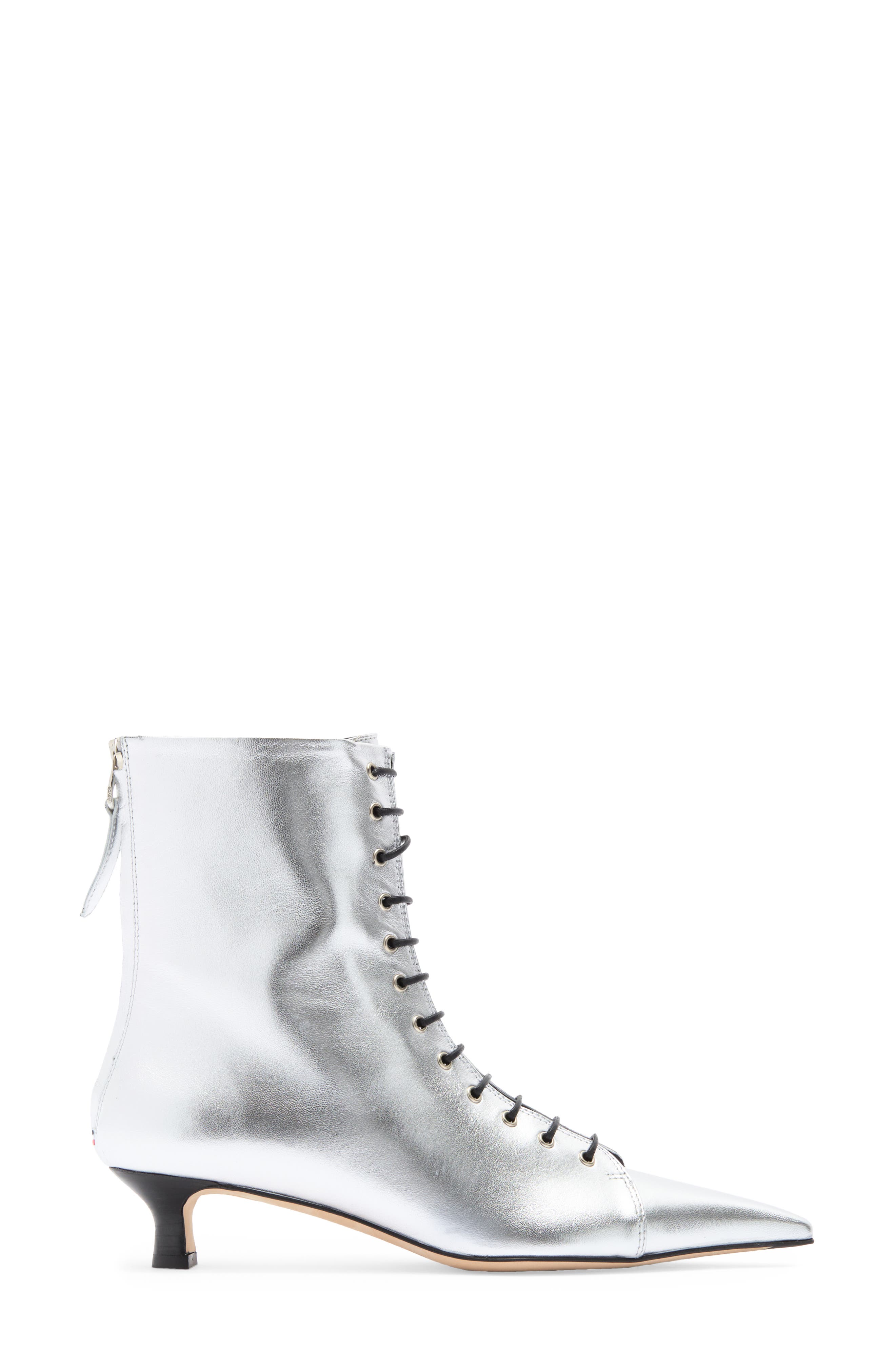 aeyde Trixi Metallic Leather Lace-Up Bootie, Alternate, color, 