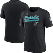 Nike Men's Nike Heather Black Florida Marlins Cooperstown Collection Eras Tri-Blend T-Shirt