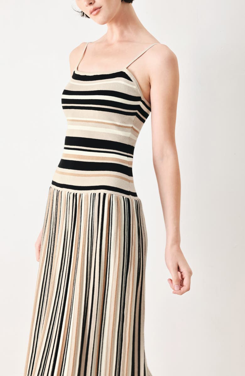 FREEMARKET Stripe Sleeveless Cotton Knit Maxi Dress, Alternate, color, Taupe/ Black