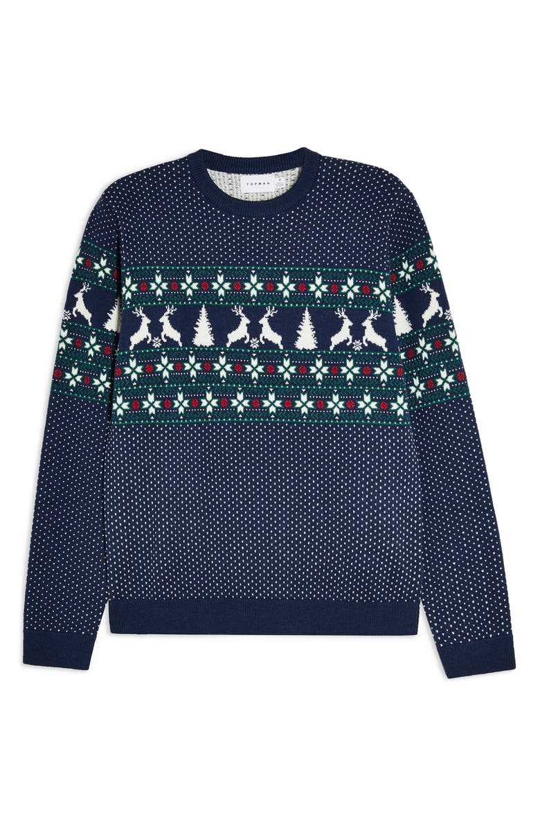 Topman Fair Isle Crewneck Sweater, Alternate, color,