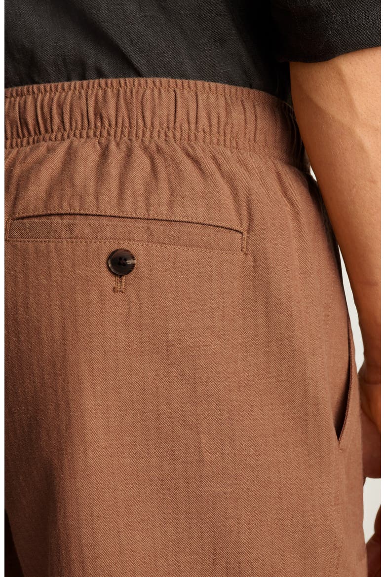 Nomad Drawstring Cotton & Linen Shorts, Alternate, color, RUSSET HERRINGBONE