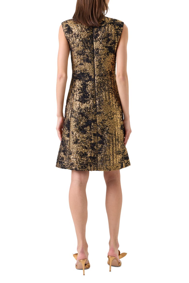 Fragmented Techno Lamé Jacquard Dress, Alternate, color, GOLD-BLACK