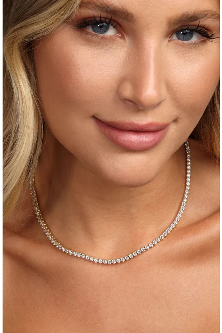 Not Your Basic Tennis Necklace, Alternate, color, WHITE CUBIC ZIRCONIA/ GOLD