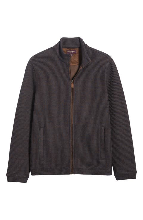 Marled Rib Knit Zip Jacket