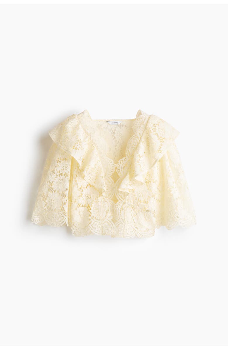 H&M Flounce-trimmed lace blouse, Main, color,
