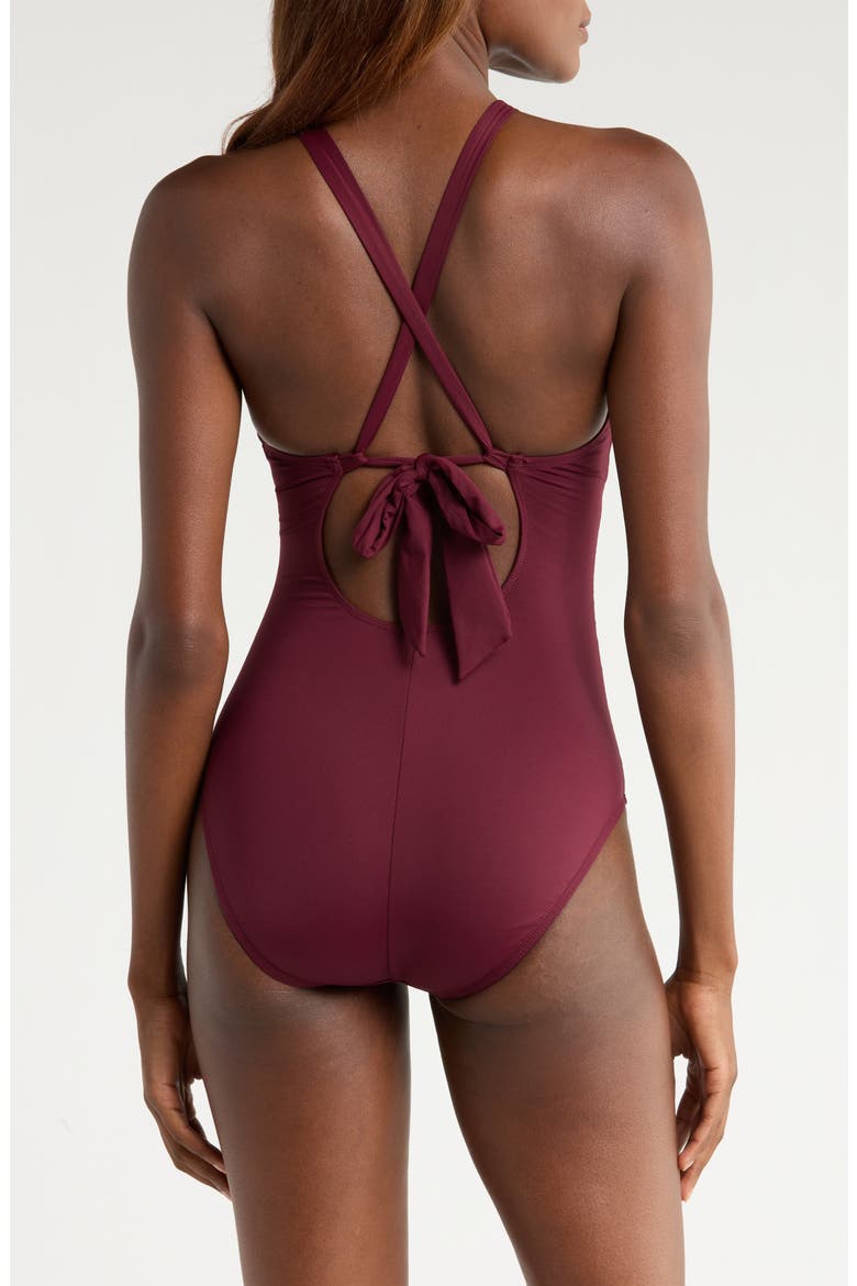 Island Goddess Convertible High Neck One-Piece Swimsuit, Alternate, color, DARK CHERRY