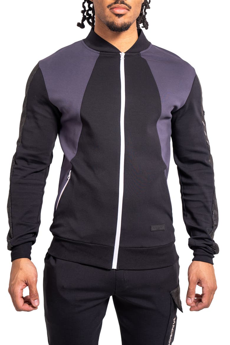 Colorblock Zip-Up Jacket, Main, color, GREY