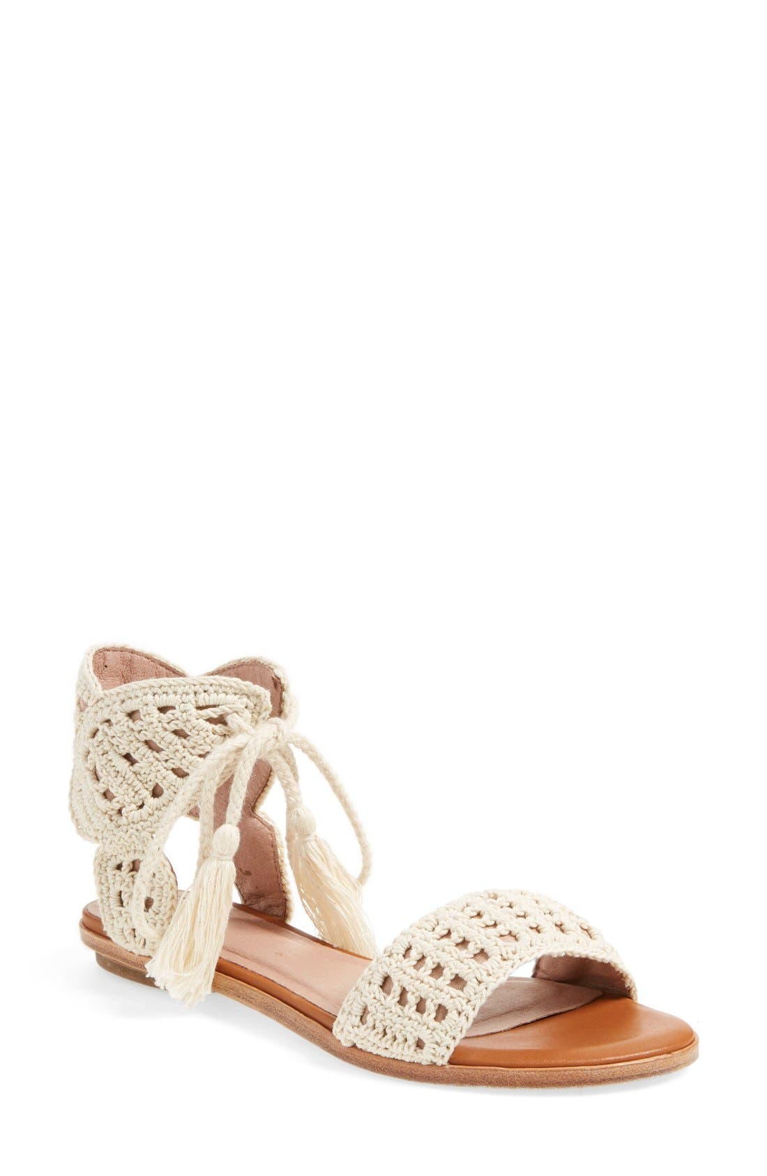 'Jolee' Sandal, Main, color, NATURAL COTTON CROCHET
