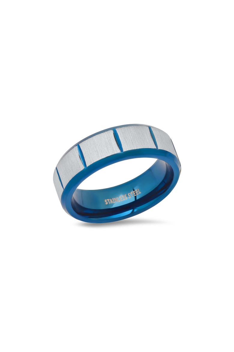 Men's Two-Tone Stainless Steel Band Ring, Main, color, BLUE