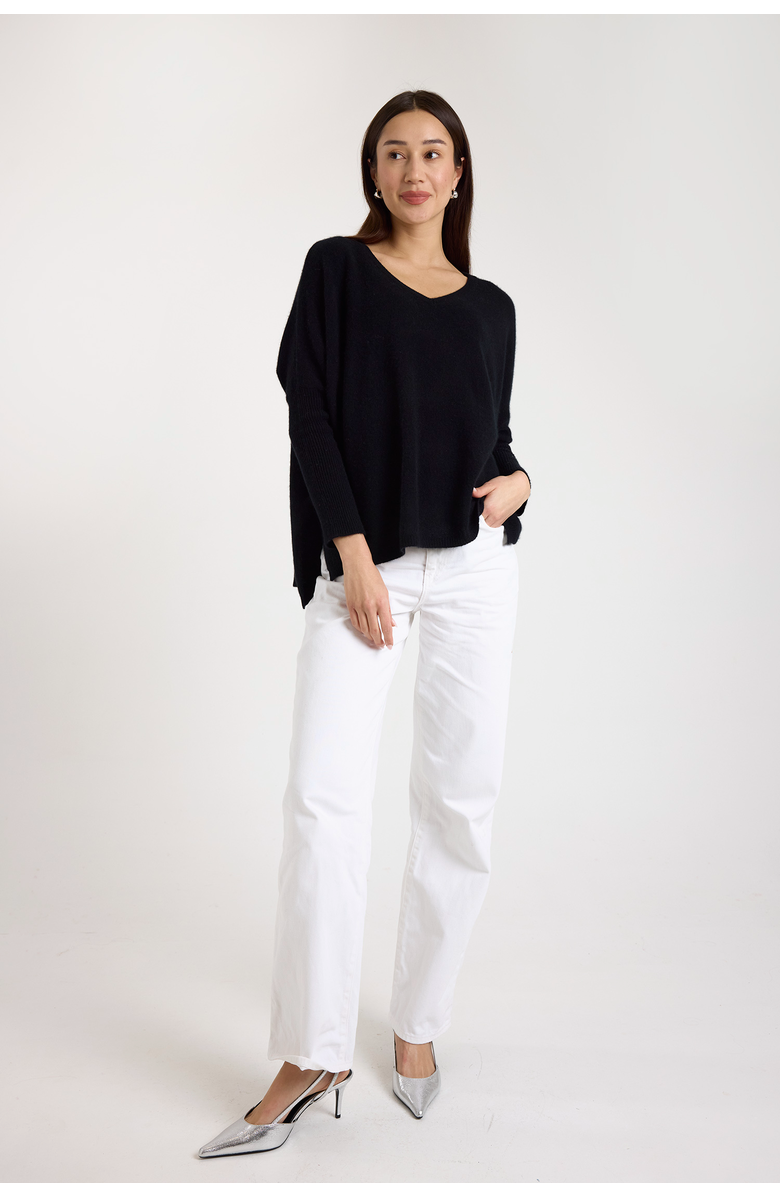 Brodie Pure Cashmere Charlotte V-Neck Cashmere Jumper, Alternate, color, Black