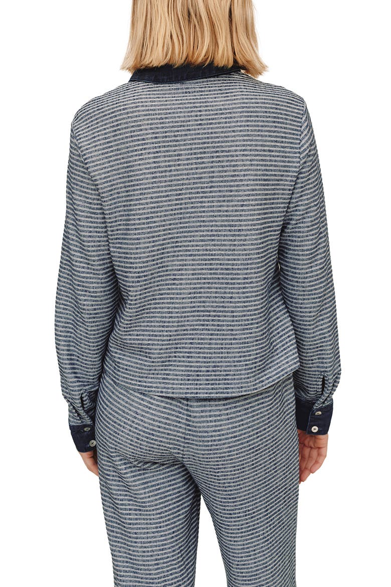 Stripe Long Sleeve Polo, Alternate, color, HEATHERED INDIGO
