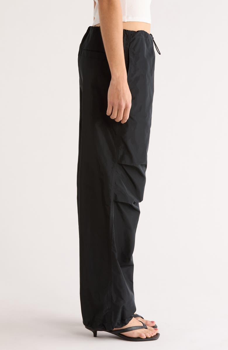 STAUD Dash Cinched Taffeta Pants, Alternate, color, Black