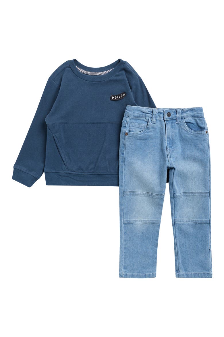 Kids' 2 Piece Sweatshirt and Jeans Set, Main, color, BLUE