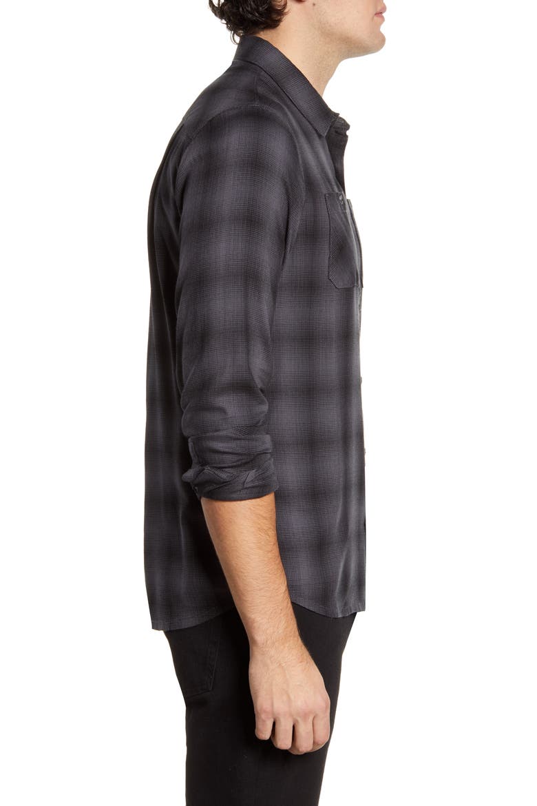 Brocation Regular Fit Plaid Button-Up Shirt, Alternate, color, BLACK