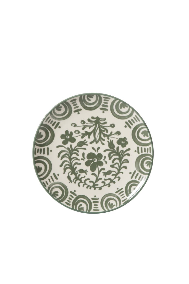 2-Time Oprah's Favorite Things, Valencia Flor 4 Piece Stoneware Dessert Plate Set, Alternate, color, Fern Green