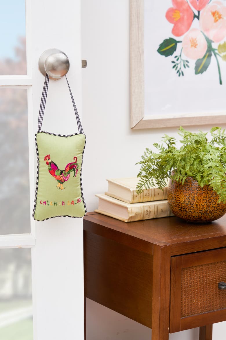 Chicken Salad Embroidered Mini Accent Pillow Decor, Alternate, color, Green