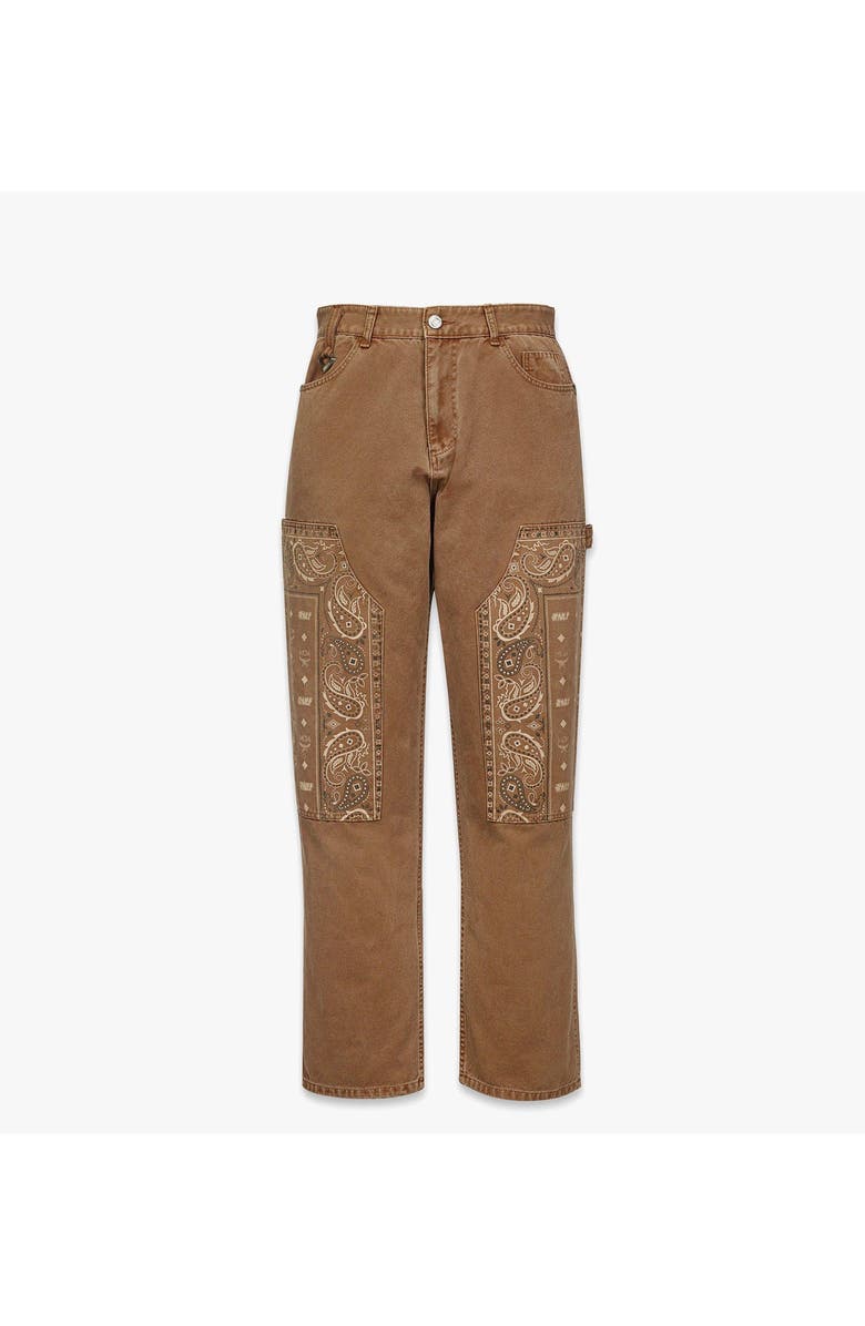 MCM x KASINA Bandana Monogram Pants in Denim Jacquard, Main, color, 