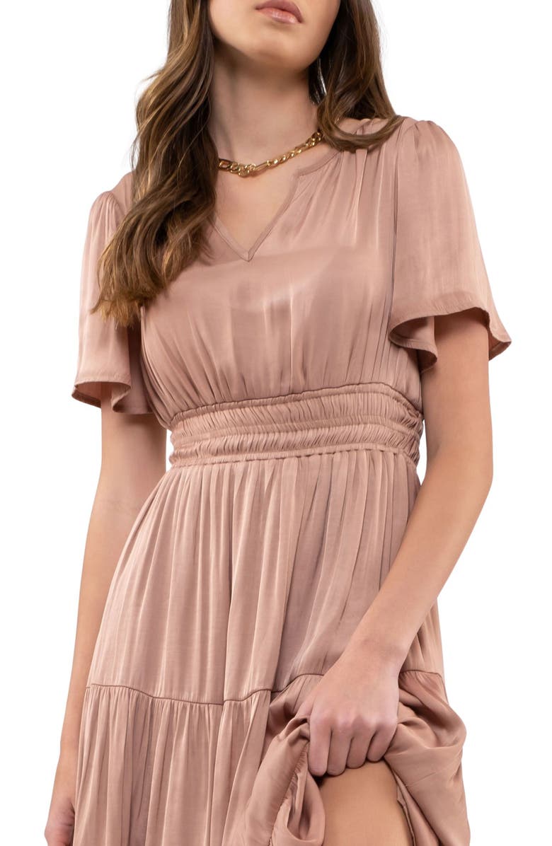 Blu Pepper Tiered Satin Maxi Dress, Alternate, color, 