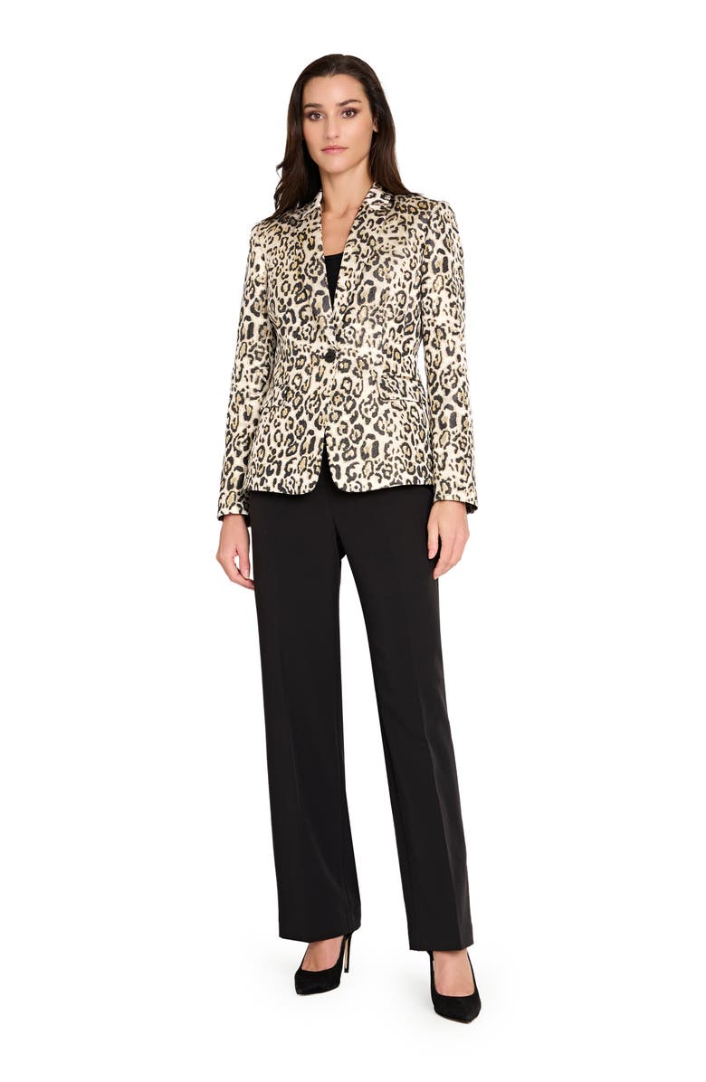 Tahari ASL Leopard Print Metallic Blazer, Alternate, color, Gold Leopard
