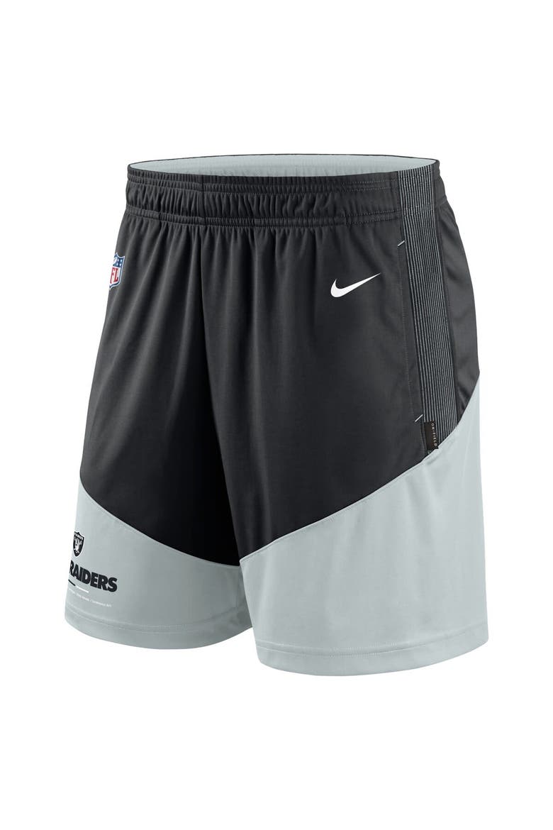 Men's Nike Black/Silver Las Vegas Raiders Sideline Primary Lockup Performance Shorts, Alternate, color, Black