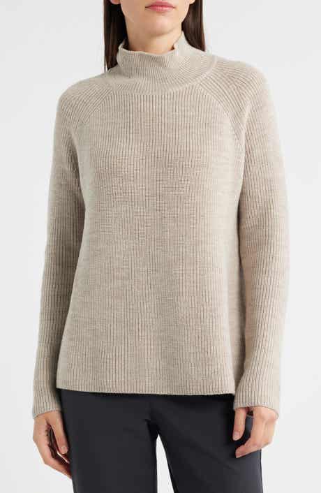 Eileen Fisher Raglan Sleeve Merino Wool Turtleneck Sweater