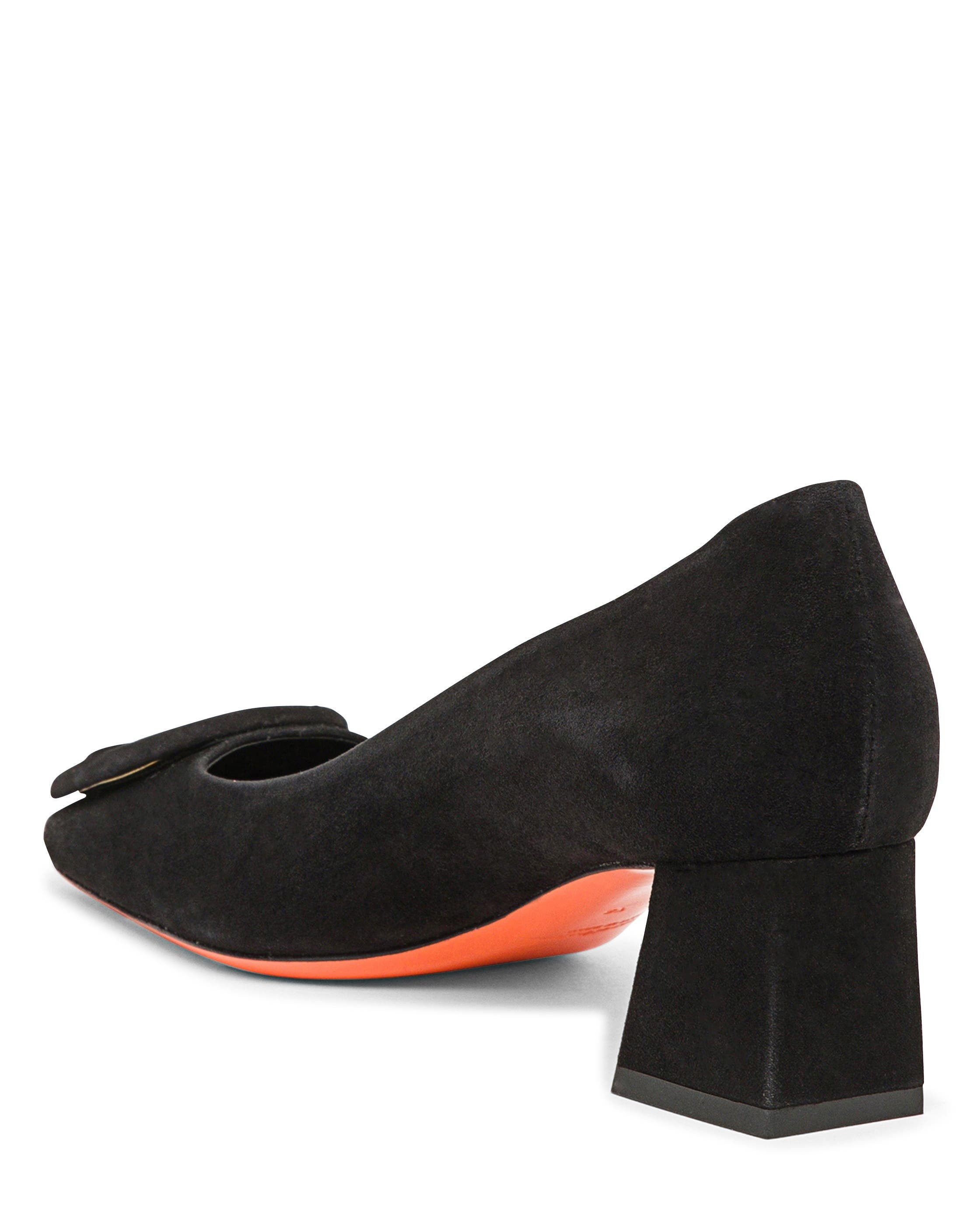 Santoni Women's suede low-heel pump, Alternate, color, Black