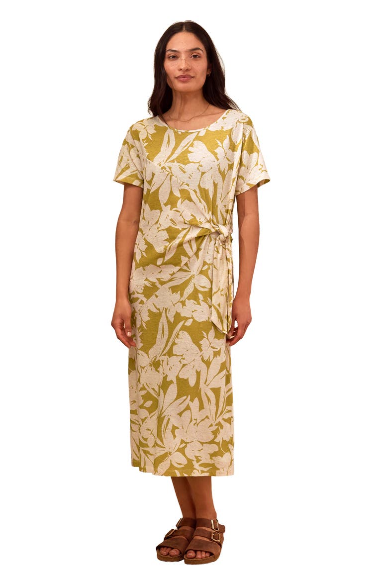 Knot Detail Jersey Dress, Main, color, Moss Floral
