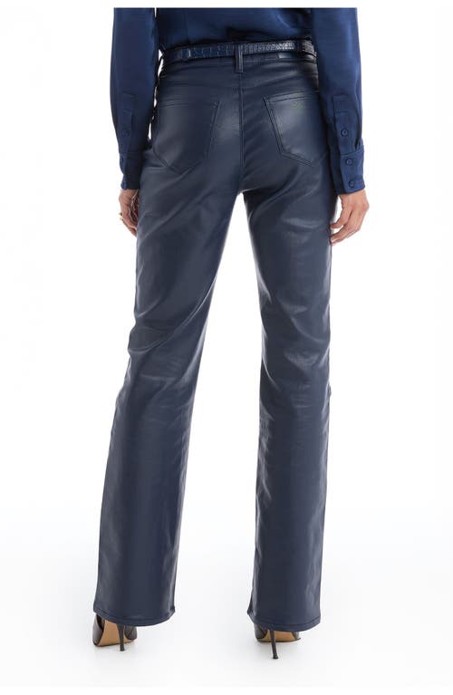 The Noli Shop Aria Coated Flare Jean Petite In Blue