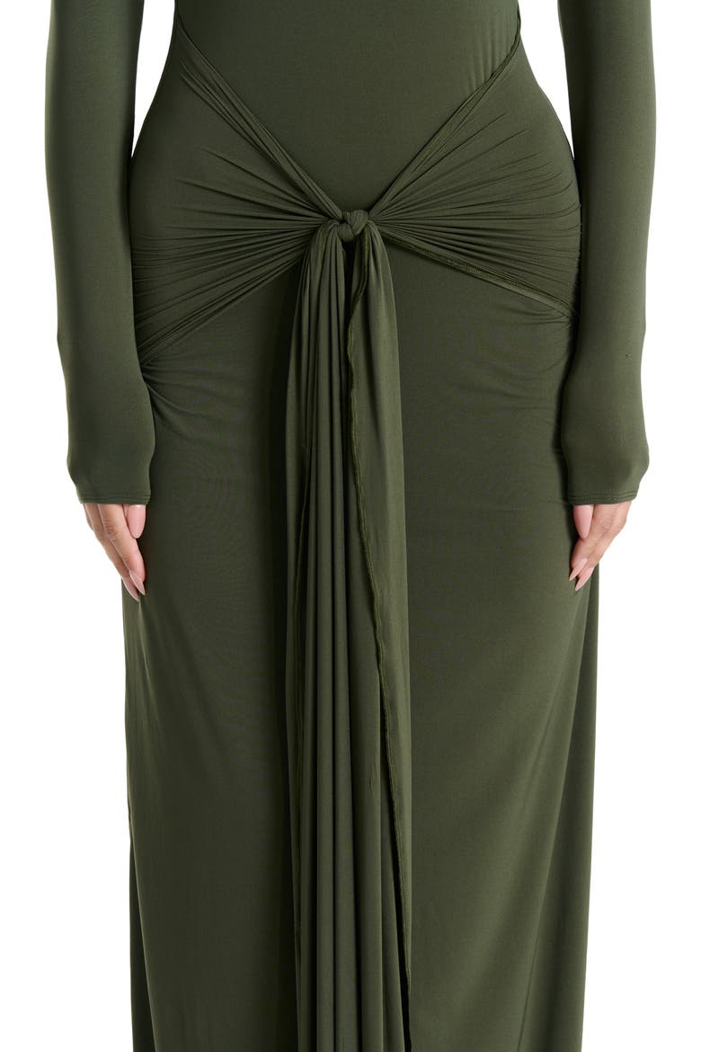 Tie Waist Long Sleeve Maxi Dress, Alternate, color, DARK OLIVE