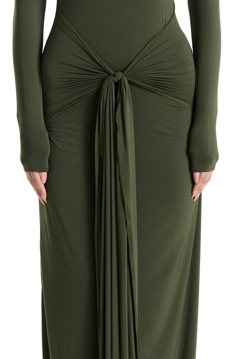 Naked Wardrobe Tie Waist Long Sleeve Maxi Dress, Alternate, color,
