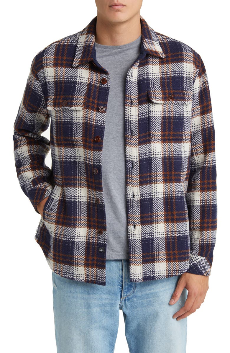 Rails Berkshire Plaid Flannel Shirt Jacket, Main, color, Navy Umber Cream
