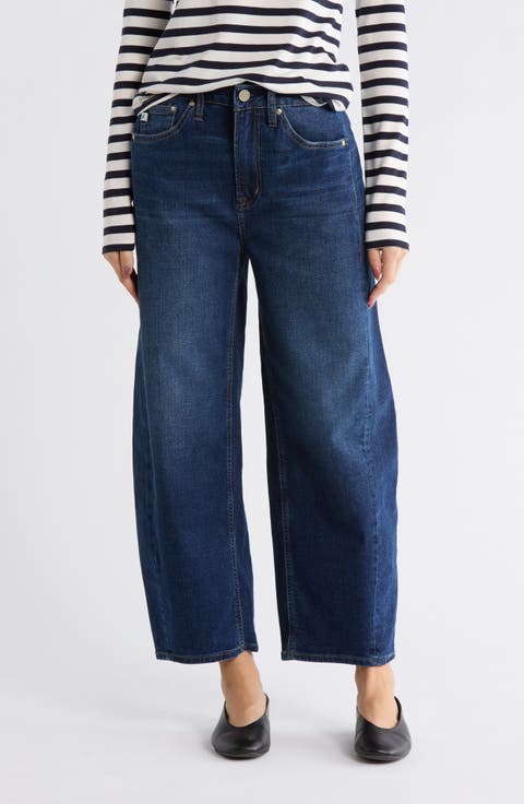Relaxed Fit High Waist Pieced Barrel Jeans