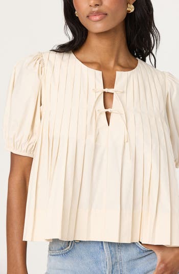 Pleated Cotton Swing Top