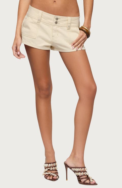 Keinan Low Rise Denim Shorts (Cream)