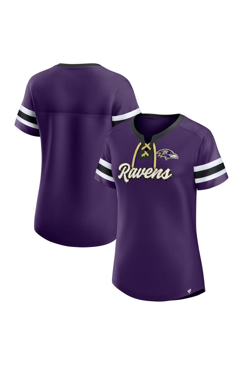 Women's Fanatics Branded Purple Baltimore Ravens Original State Lace-Up T-Shirt, Main, color, Purple