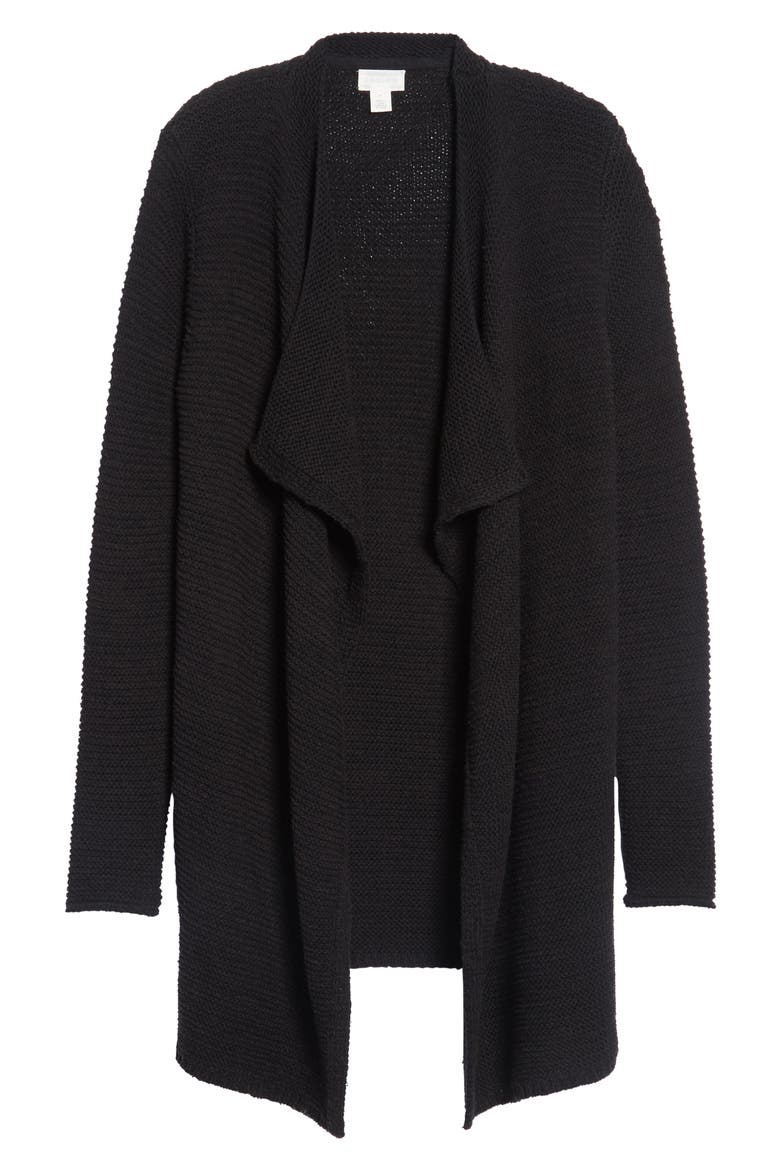 Drape Front Long Cardigan, Alternate, color, BLACK