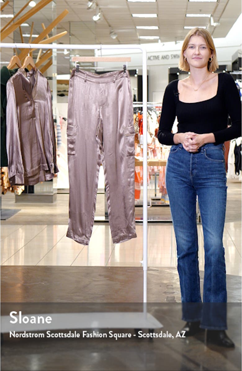 Elevated Satin Tapered Leg Cargo Pants, sales video thumbnail