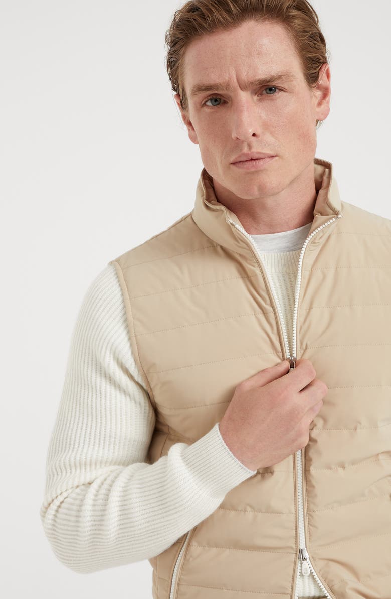 Brunello Cucinelli Bonded taffeta lightweight down vest, Alternate, color, 