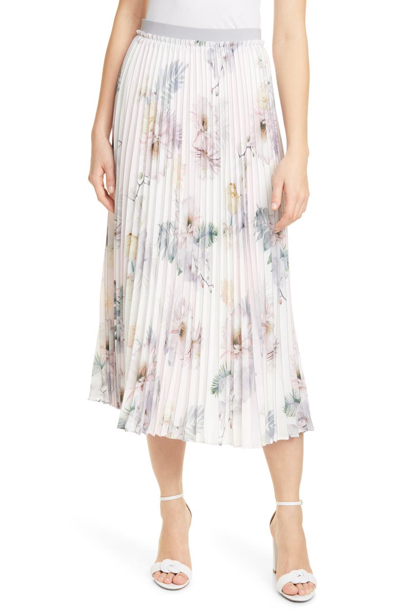 Ted Baker London Maxiiy Woodland Floral Pleated Skirt, Main, color, 