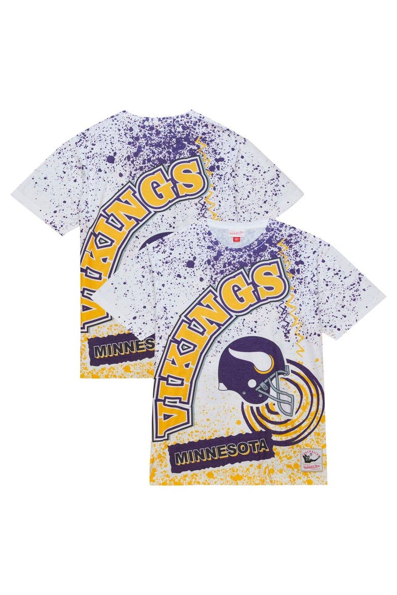 Men's Mitchell & Ness White Minnesota Vikings Team Burst Sublimated T-Shirt, Main, color, White