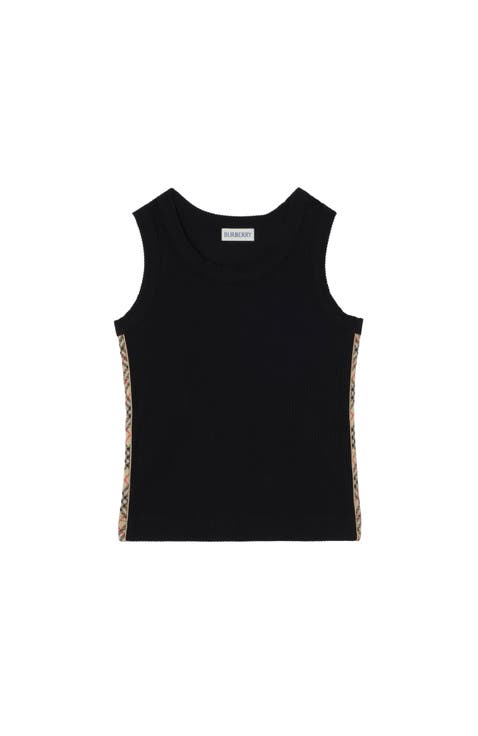 Check Trim Stretch Cotton Vest